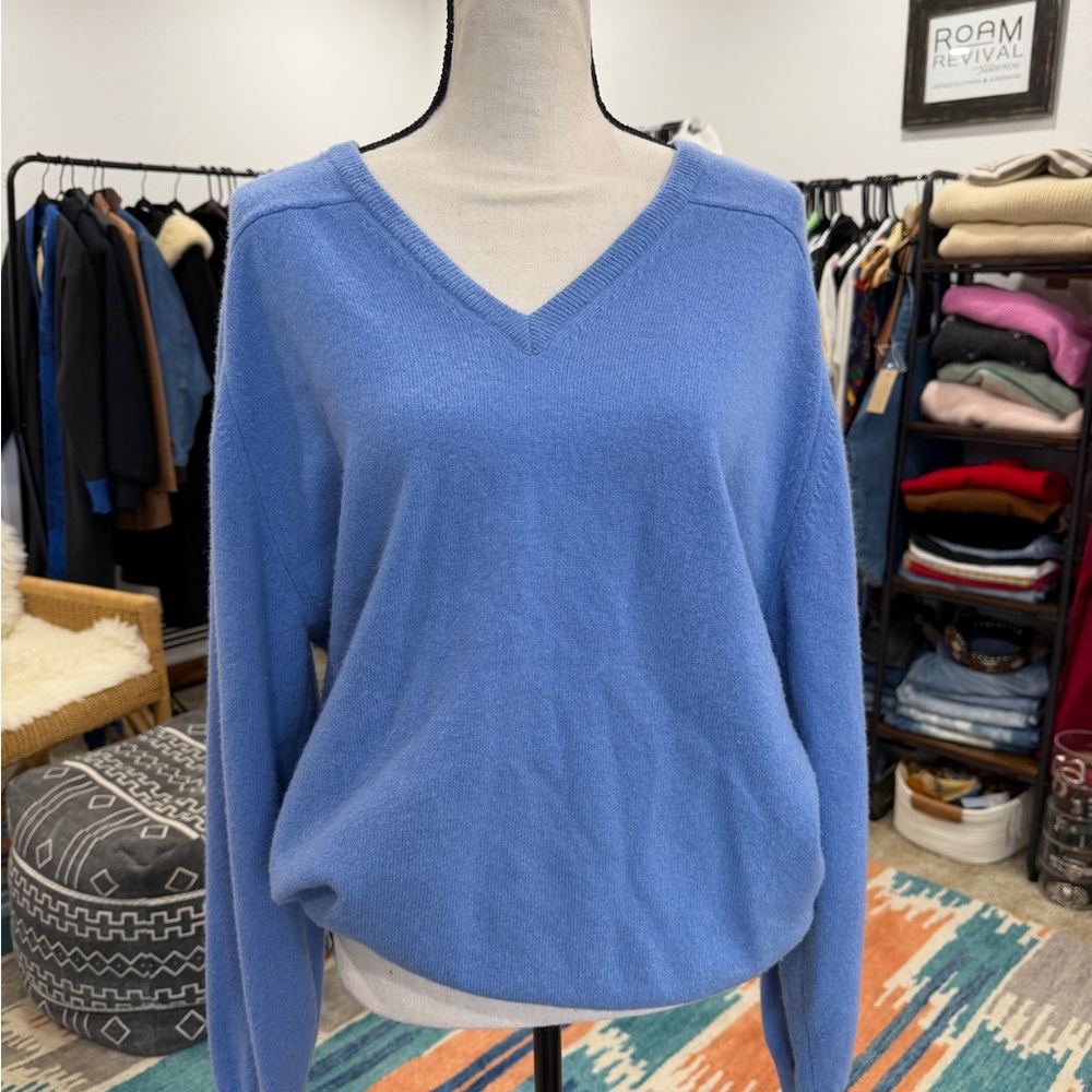 Lands' End Women's V-Neck Sweater - Blue